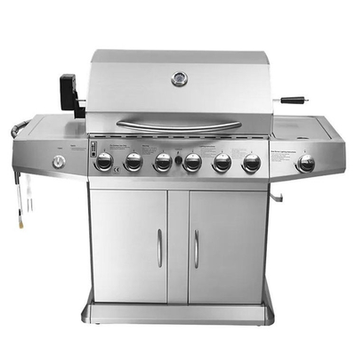Brenner-Gas GRILL Grill der hohen Temperatur des Email-6 mit Kabinett-Rädern