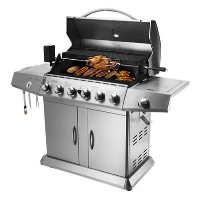 Brenner-Gas GRILL Grill der hohen Temperatur des Email-6 mit Kabinett-Rädern